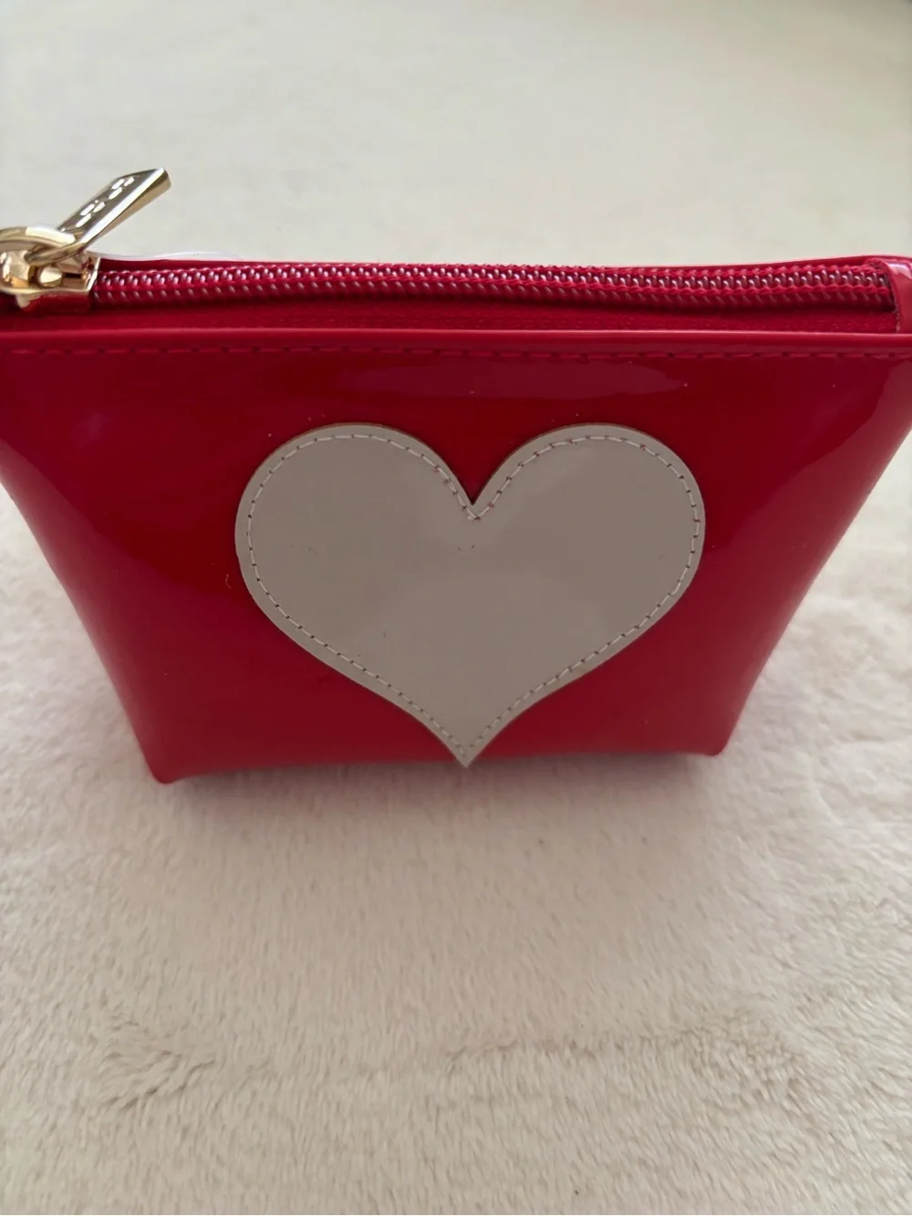 Red Patent Heart Cosmetic Bag Set
